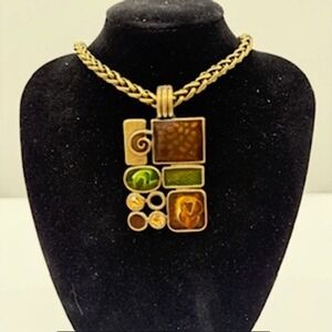 Premier Designs: Vintage Style Geometric Mosaic Pendant: Chain Not Included